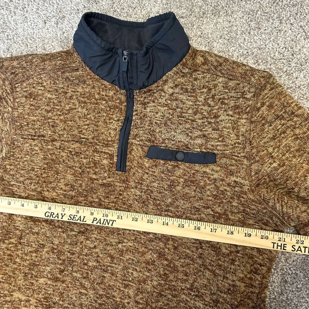 Eddie‎ Bauer 1/4 Zip Pullover Sweater Men Size Medium Brown Pocket (335)